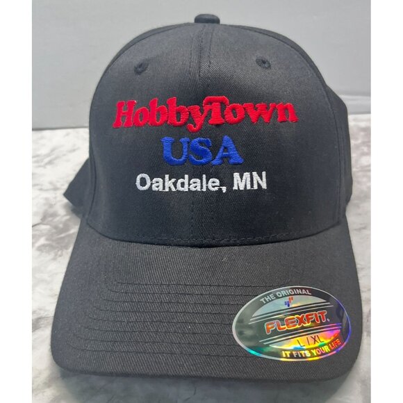 HobbyTown USA Flexfit Hat Oakdale MN Black L/XL Bamboo Blend Embroidered Logo - Picture 8 of 9